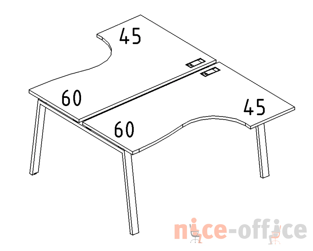 Рабочая станция TRE (2х140) столы Классика эргономичные A4.PRO