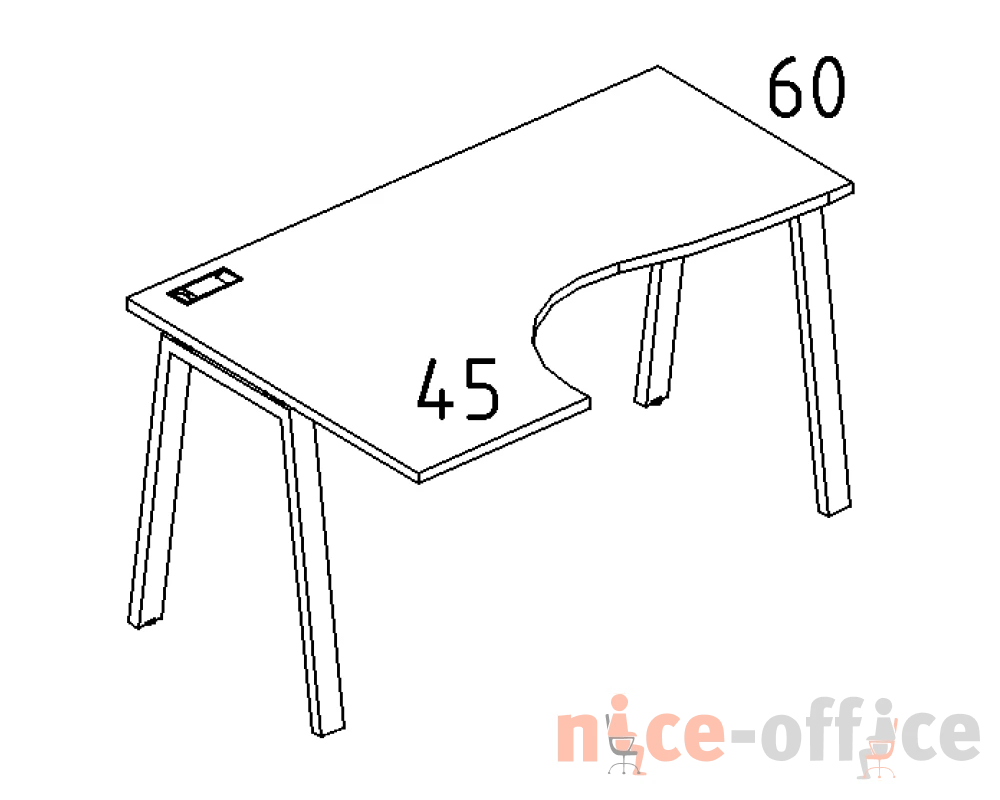 Стол эргономичный левый "Классика" на мет. каркасе TRE 160x90x75 A4.PRO