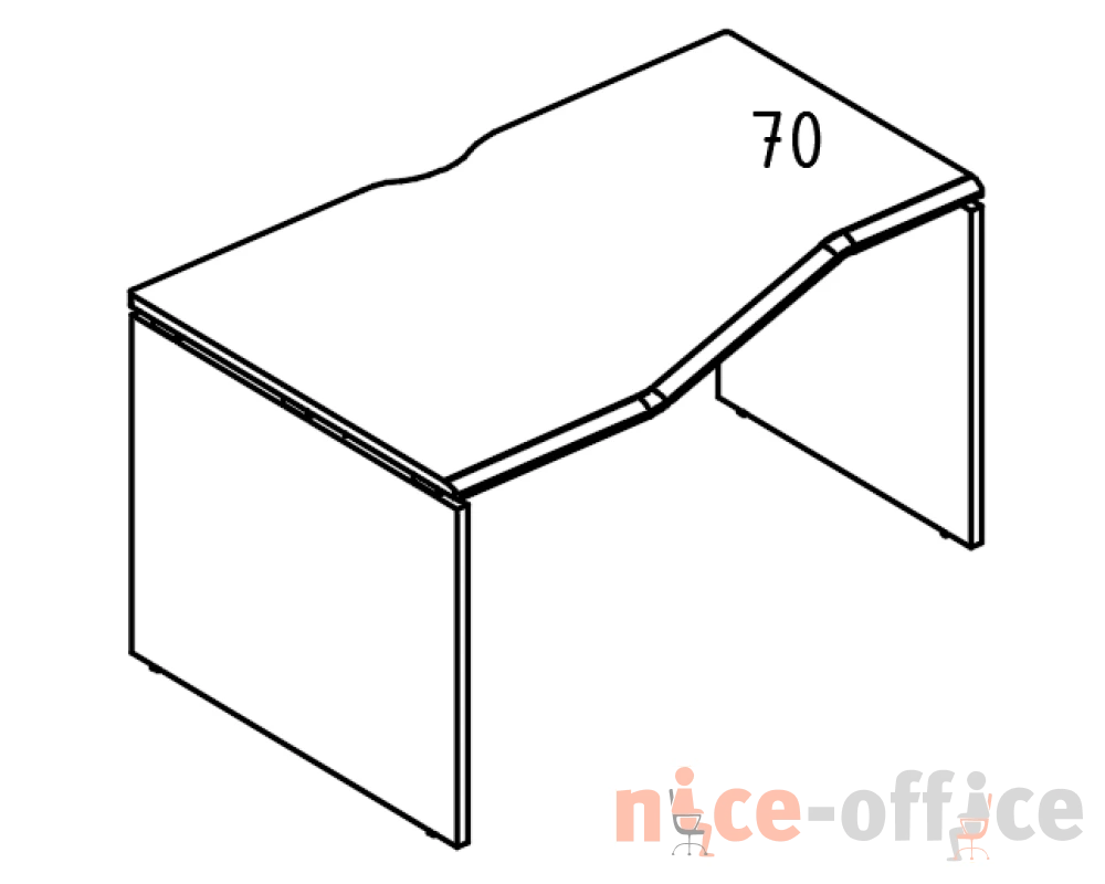 Стол эргономичный "Техно" 90x120 на каркасе ДСП (1 скос) левый Alta