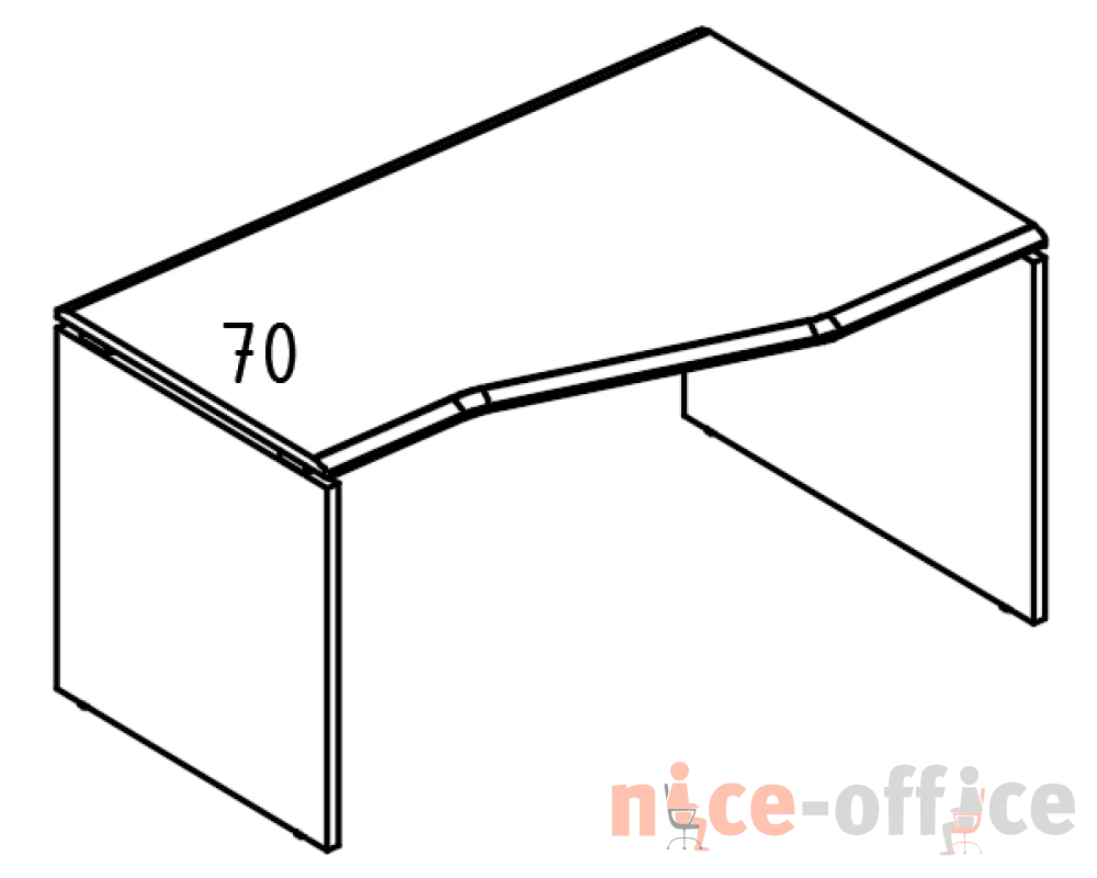 Стол эргономичный "Техно" 90x160 на каркасе ДСП (2 скоса) правый Alta