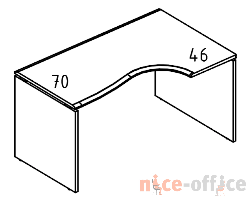 Стол Классика 90x160 каркас ДСП (2 скоса) правый Alta