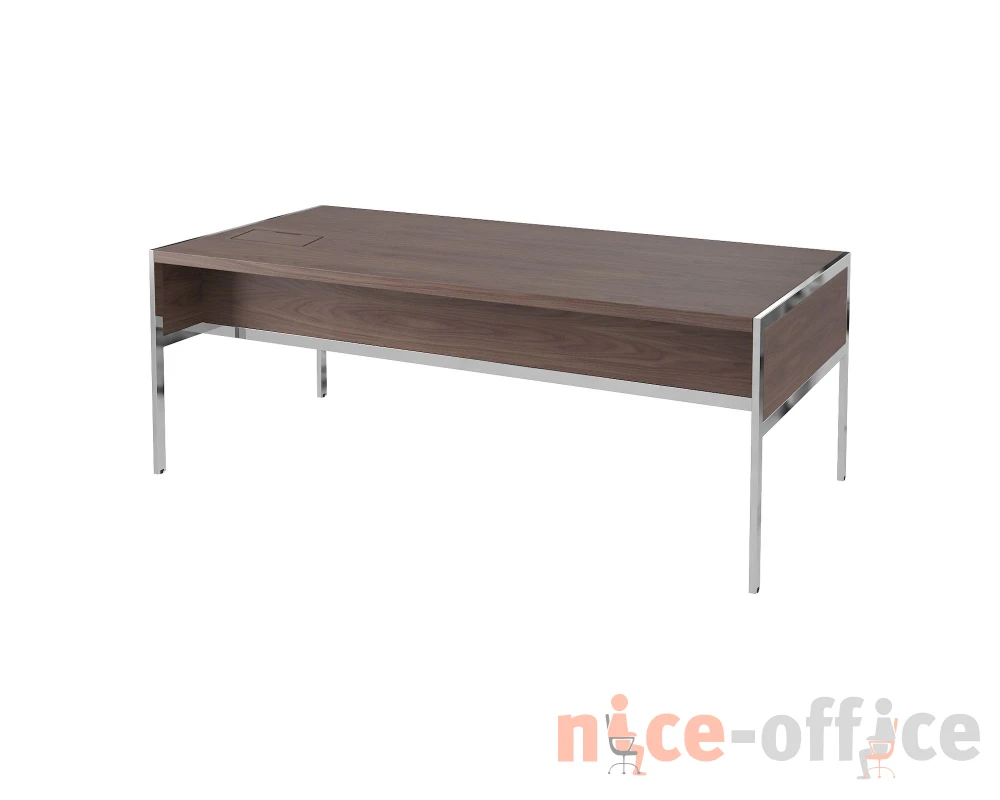 Стол руководителя с лючком справа, матовый, хром. опоры 1840х1000х750 Gallery