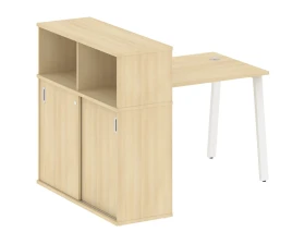 Стол письменный на А-образном м/к с опорным шкафом-купе 141x112x109,8 Метал Систем / Metal System images