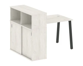 Стол письменный на А-образном м/к с опорным шкафом-купе 141x112x109,8 Метал Систем / Metal System images