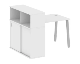 Стол письменный на А-образном м/к с опорным шкафом-купе 141x112x109,8 Метал Систем / Metal System images