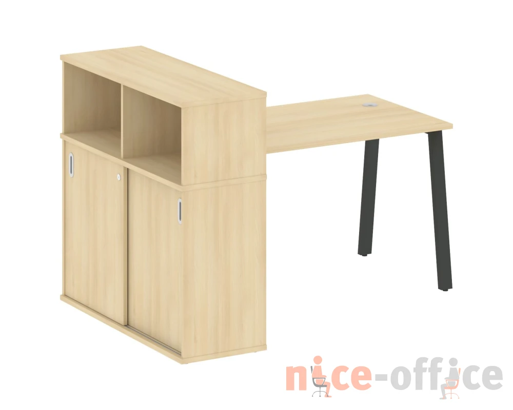 Стол письменный на А-образном м/к с опорным шкафом-купе 161x112x109,8 Метал Систем / Metal System