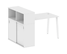 Стол письменный на А-образном м/к с опорным шкафом-купе 161x112x109,8 Метал Систем / Metal System images