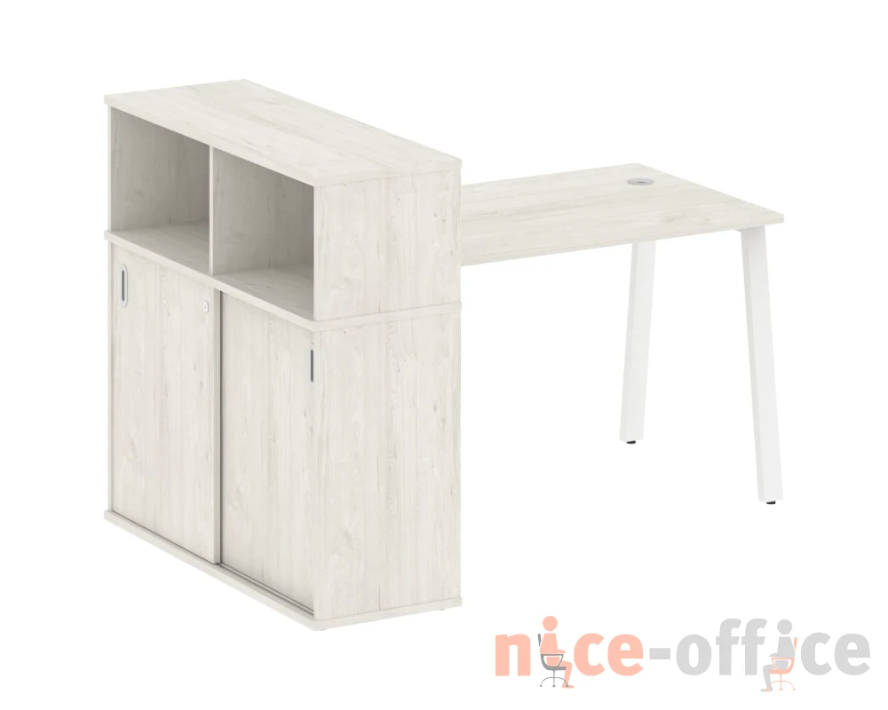 Стол письменный на А-образном м/к с опорным шкафом-купе 161x112x109,8 Метал Систем / Metal System
