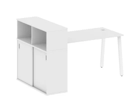 Стол письменный на А-образном м/к с опорным шкафом-купе 181x112x109,8 Метал Систем / Metal System images