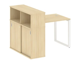 Стол письменный на О-образном м/к с опорным шкафом-купе 141x112x109,8 Метал Систем / Metal System images