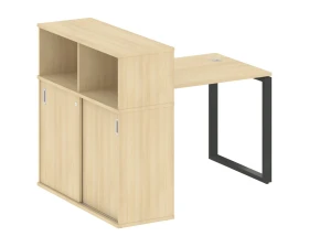 Стол письменный на О-образном м/к с опорным шкафом-купе 141x112x109,8 Метал Систем / Metal System images