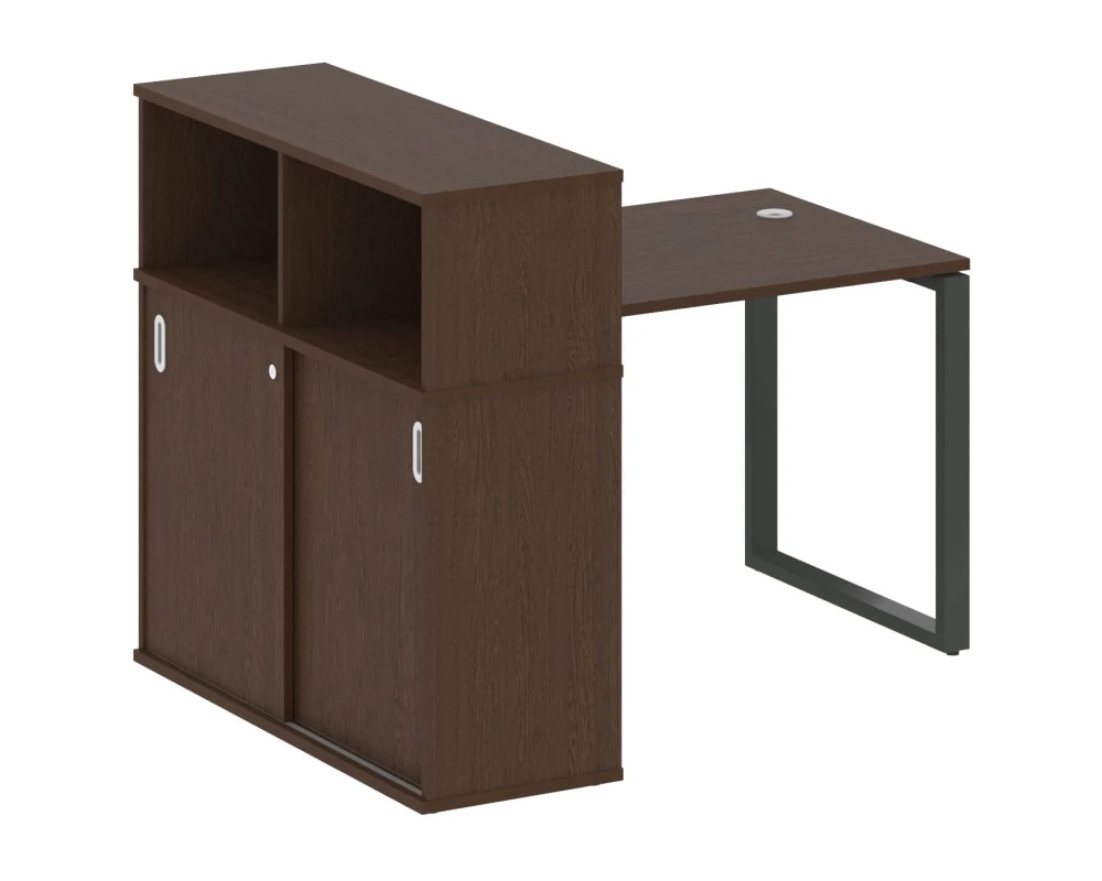 Стол письменный на О-образном м/к с опорным шкафом-купе 141x112x109,8 Метал Систем / Metal System