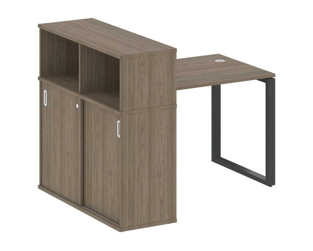 Стол письменный на О-образном м/к с опорным шкафом-купе 141x112x109,8 Метал Систем / Metal System