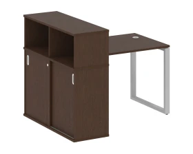 Стол письменный на О-образном м/к с опорным шкафом-купе 141x112x109,8 Метал Систем / Metal System images