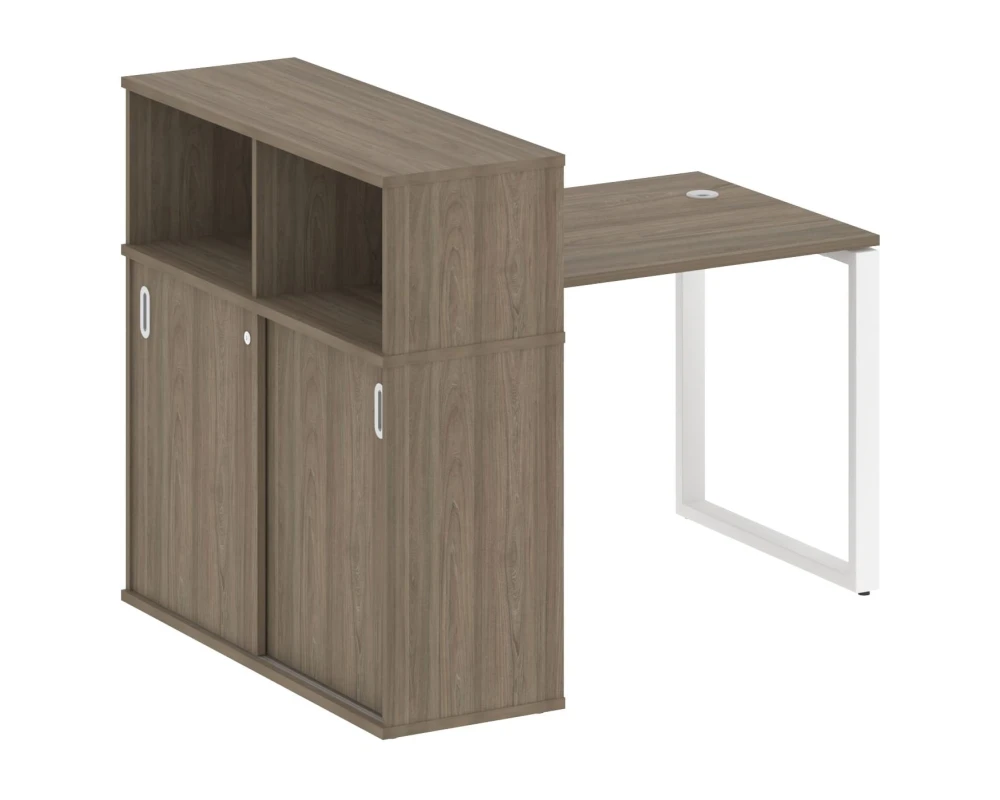 Стол письменный на О-образном м/к с опорным шкафом-купе 141x112x109,8 Метал Систем / Metal System