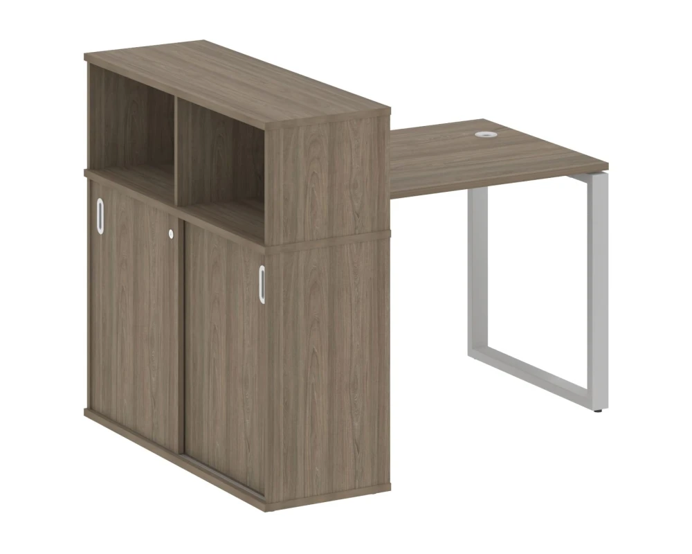 Стол письменный на О-образном м/к с опорным шкафом-купе 141x112x109,8 Метал Систем / Metal System