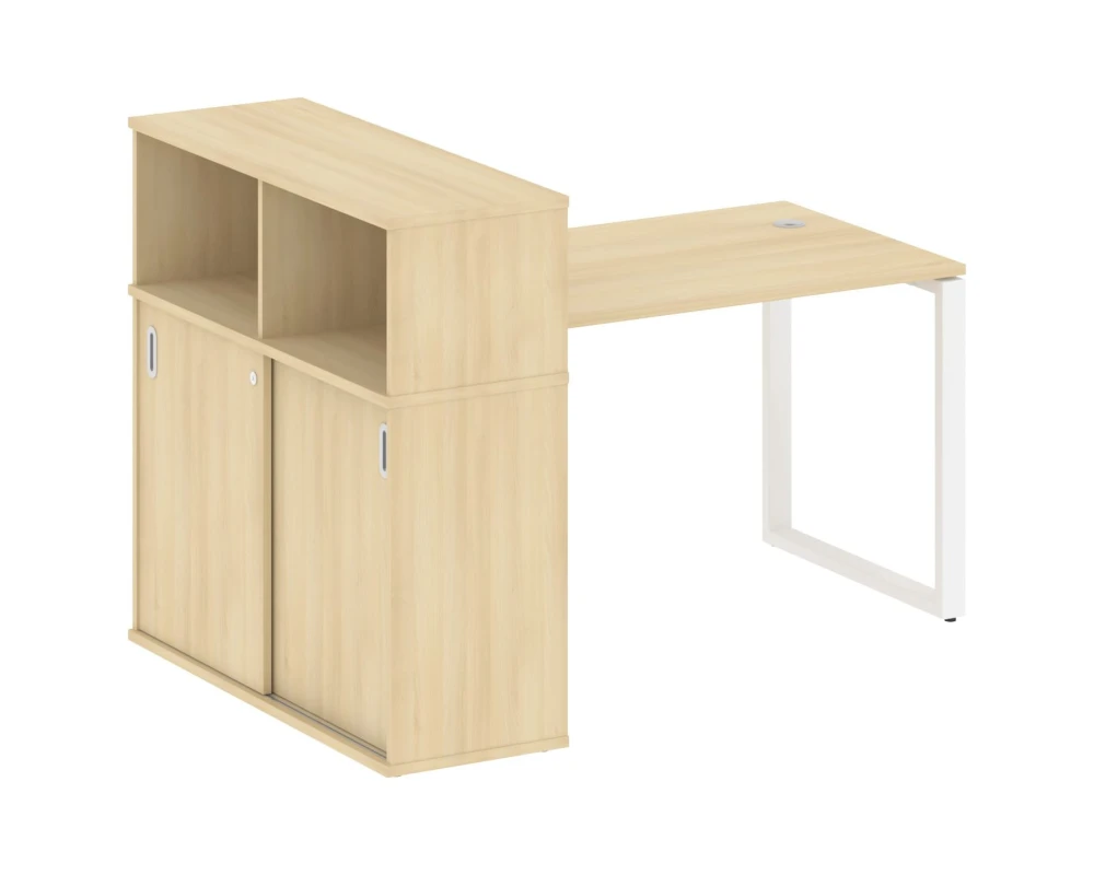 Стол письменный на О-образном м/к с опорным шкафом-купе 161x112x109,8 Метал Систем / Metal System