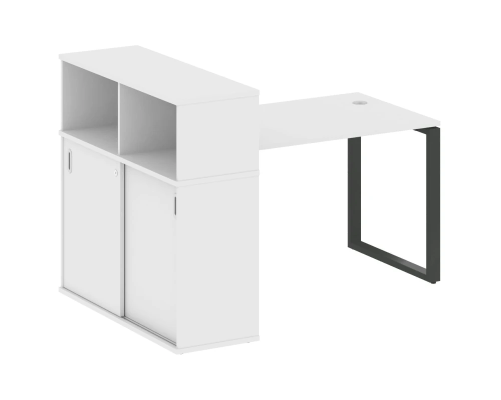 Стол письменный на О-образном м/к с опорным шкафом-купе 161x112x109,8 Метал Систем / Metal System