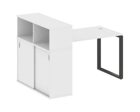 Стол письменный на О-образном м/к с опорным шкафом-купе 161x112x109,8 Метал Систем / Metal System images