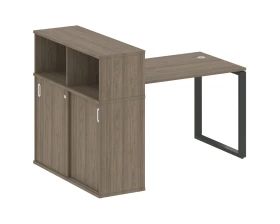 Стол письменный на О-образном м/к с опорным шкафом-купе 161x112x109,8 Метал Систем / Metal System images