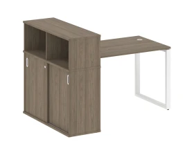 Стол письменный на О-образном м/к с опорным шкафом-купе 161x112x109,8 Метал Систем / Metal System images