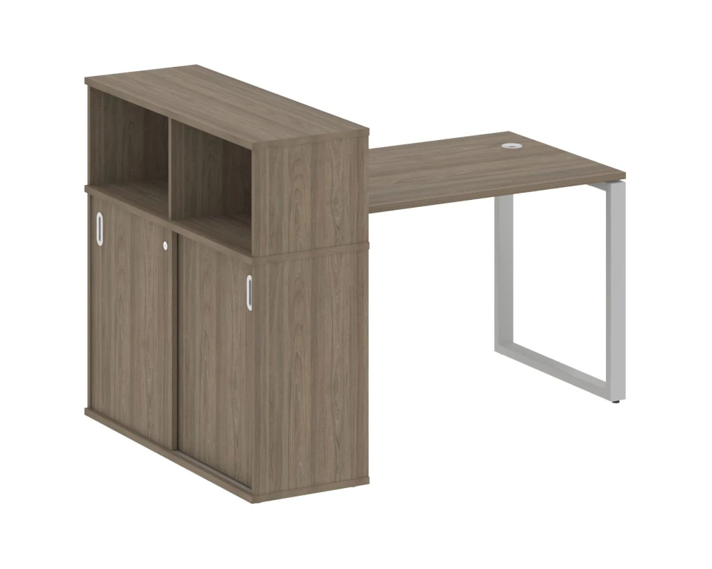 Стол письменный на О-образном м/к с опорным шкафом-купе 161x112x109,8 Метал Систем / Metal System