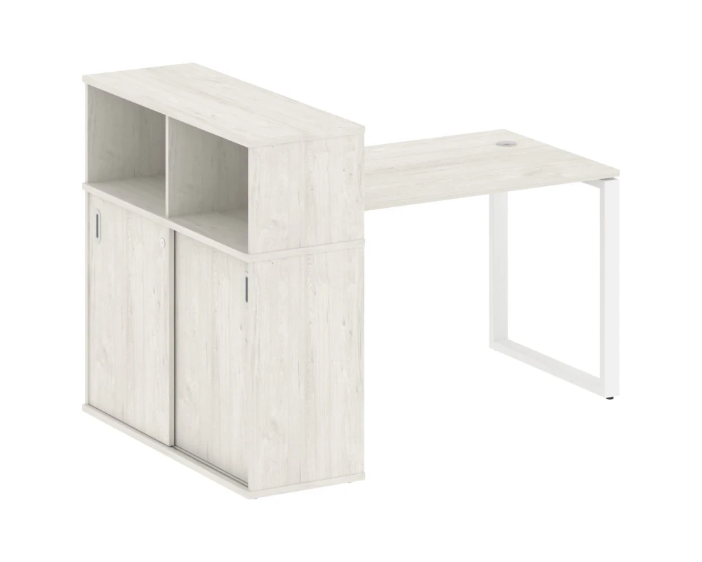 Стол письменный на О-образном м/к с опорным шкафом-купе 161x112x109,8 Метал Систем / Metal System