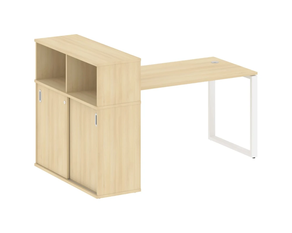 Стол письменный на О-образном м/к с опорным шкафом-купе 181x112x109,8 Метал Систем / Metal System