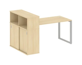 Стол письменный на О-образном м/к с опорным шкафом-купе 181x112x109,8 Метал Систем / Metal System images