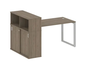 Стол письменный на О-образном м/к с опорным шкафом-купе 181x112x109,8 Метал Систем / Metal System images
