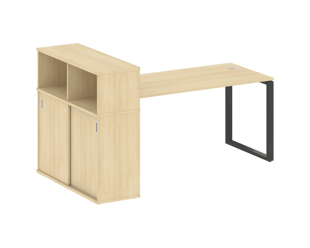 Стол письменный на О-образном м/к с опорным шкафом-купе 201x112x109,8 Метал Систем / Metal System