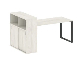 Стол письменный на О-образном м/к с опорным шкафом-купе 201x112x109,8 Метал Систем / Metal System images