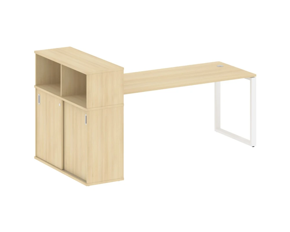 Стол письменный на О-образном м/к с опорным шкафом-купе 221x112x109,8 Метал Систем / Metal System