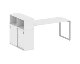 Стол письменный на О-образном м/к с опорным шкафом-купе 221x112x109,8 Метал Систем / Metal System images