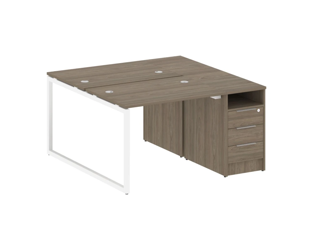 Рабочая станция с тумбой на О-образном м/к 1412x1475x750 Метал Систем Куатро 4х4 / Metal System Quattro 4x4