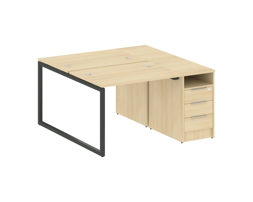 Рабочая станция с тумбой на О-образном м/к 1412x1475x750 Метал Систем Куатро 4х4 / Metal System Quattro 4x4