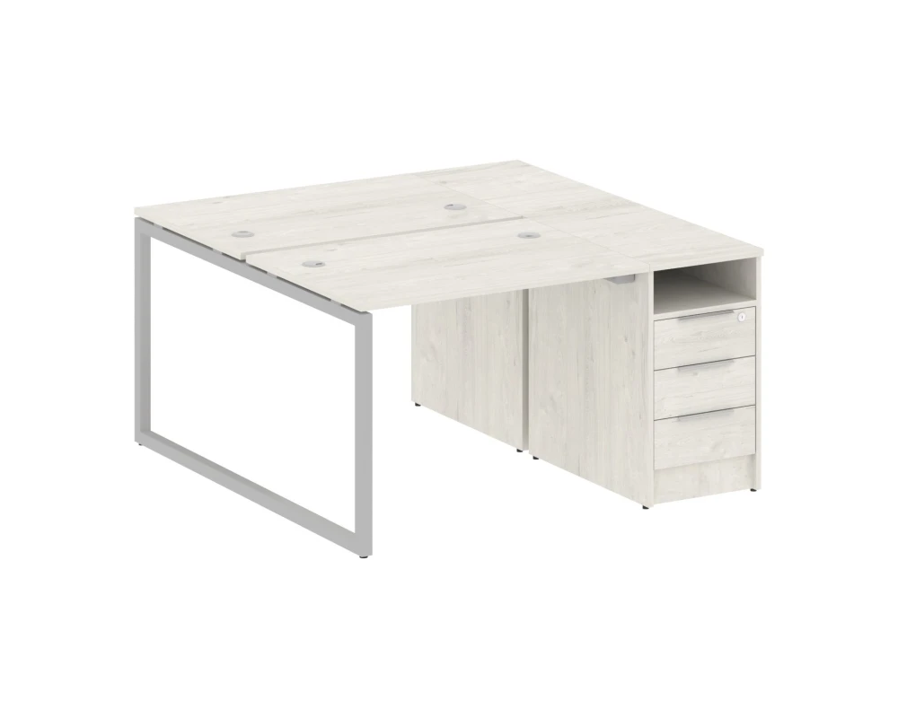 Рабочая станция с тумбой на О-образном м/к 1412x1475x750 Метал Систем Куатро 4х4 / Metal System Quattro 4x4