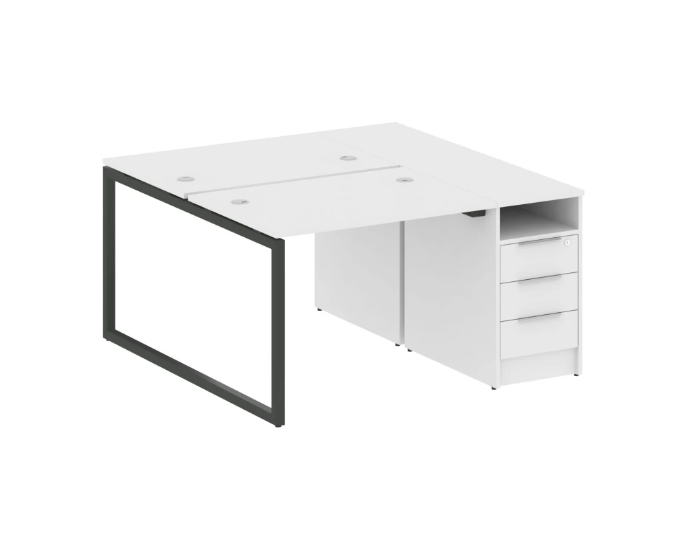 Рабочая станция с тумбой на О-образном м/к 1412x1475x750 Метал Систем Куатро 4х4 / Metal System Quattro 4x4