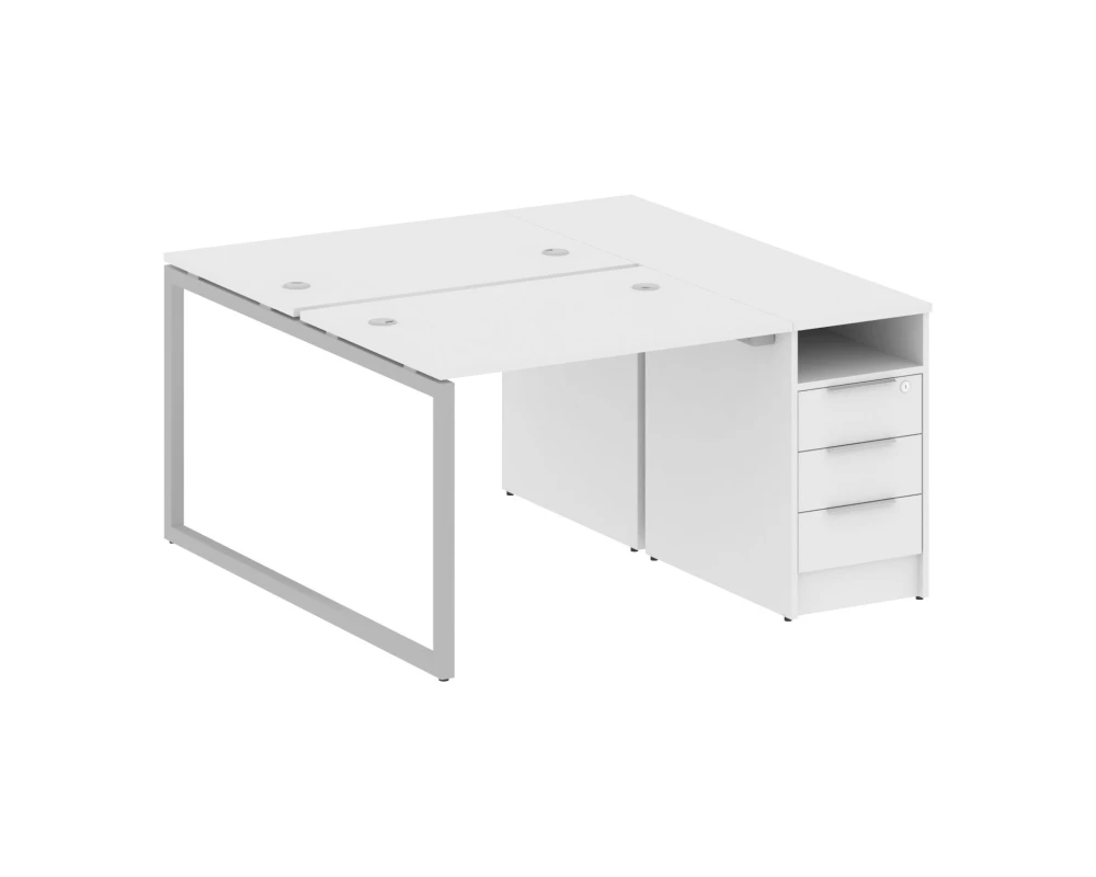 Рабочая станция с тумбой на О-образном м/к 1412x1475x750 Метал Систем Куатро 4х4 / Metal System Quattro 4x4