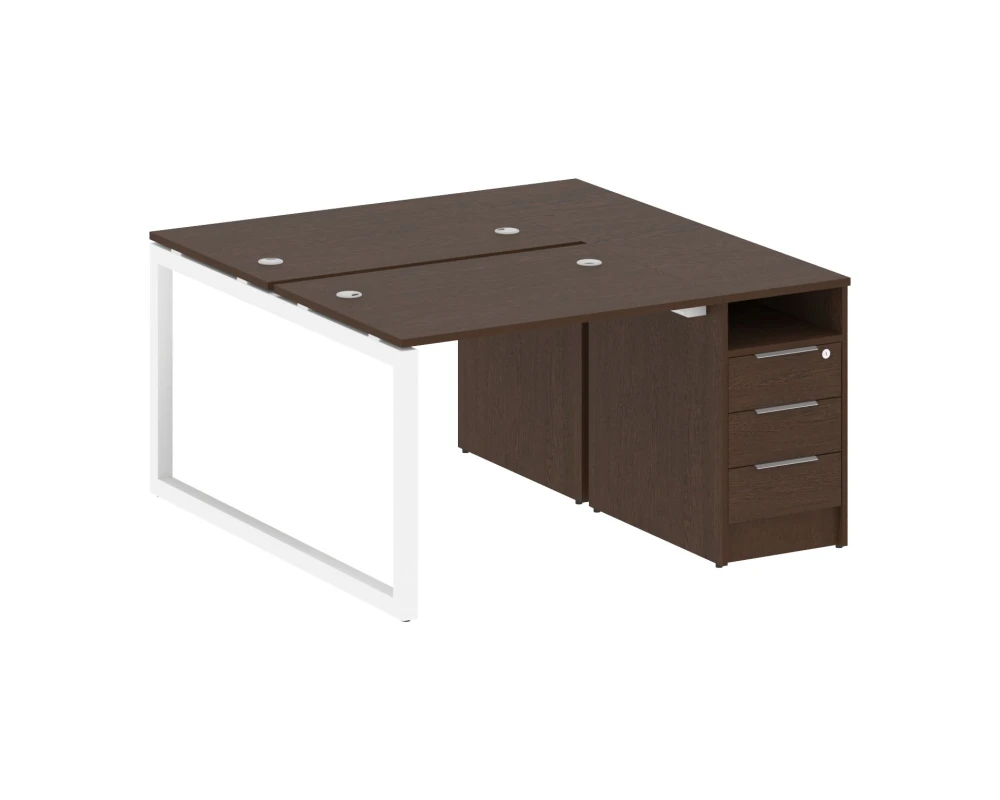 Рабочая станция с тумбой на О-образном м/к 1412x1475x750 Метал Систем Куатро 5x5 / Metal System Quattro 5x5