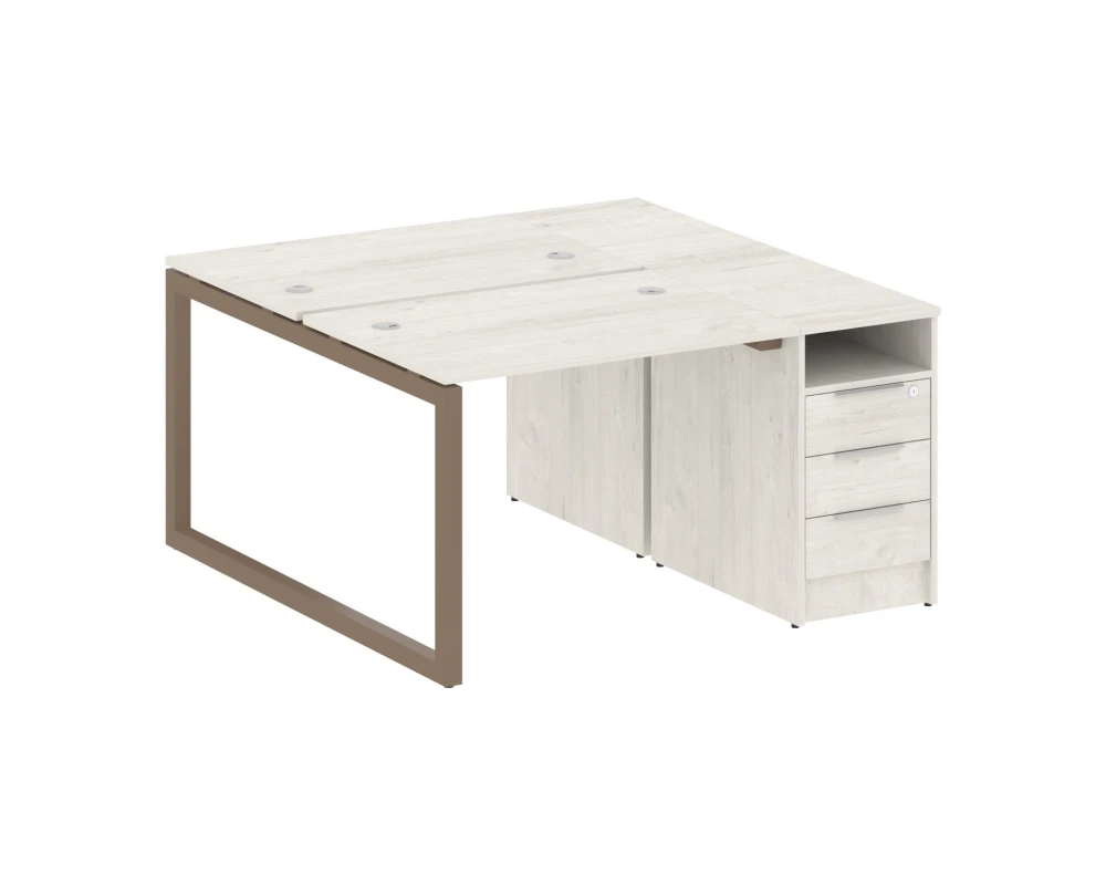 Рабочая станция с тумбой на О-образном м/к 1412x1475x750 Метал Систем Куатро 5x5 / Metal System Quattro 5x5