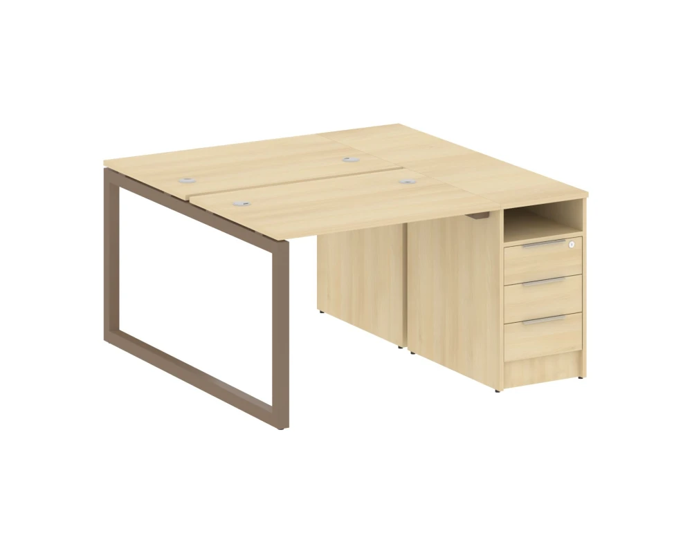 Рабочая станция с тумбой на О-образном м/к 1412x1475x750 Метал Систем Куатро 5x5 / Metal System Quattro 5x5