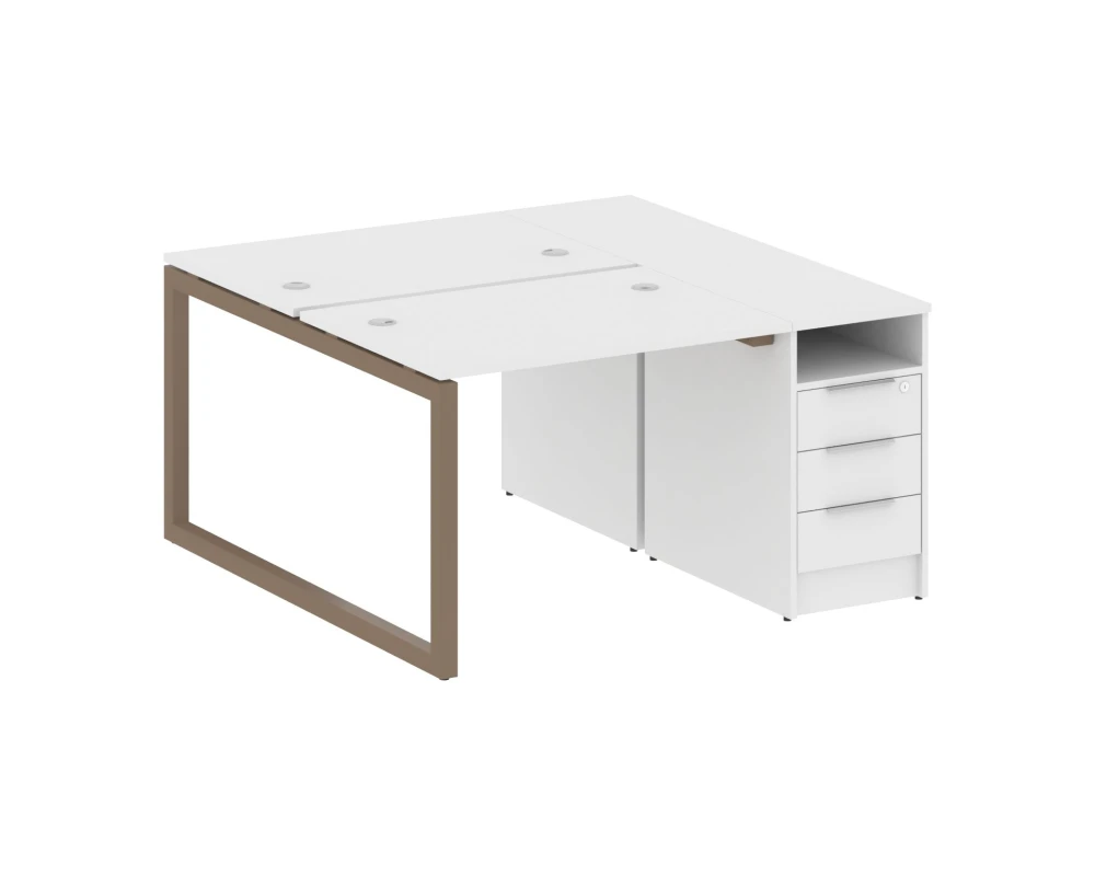 Рабочая станция с тумбой на О-образном м/к 1412x1475x750 Метал Систем Куатро 5x5 / Metal System Quattro 5x5