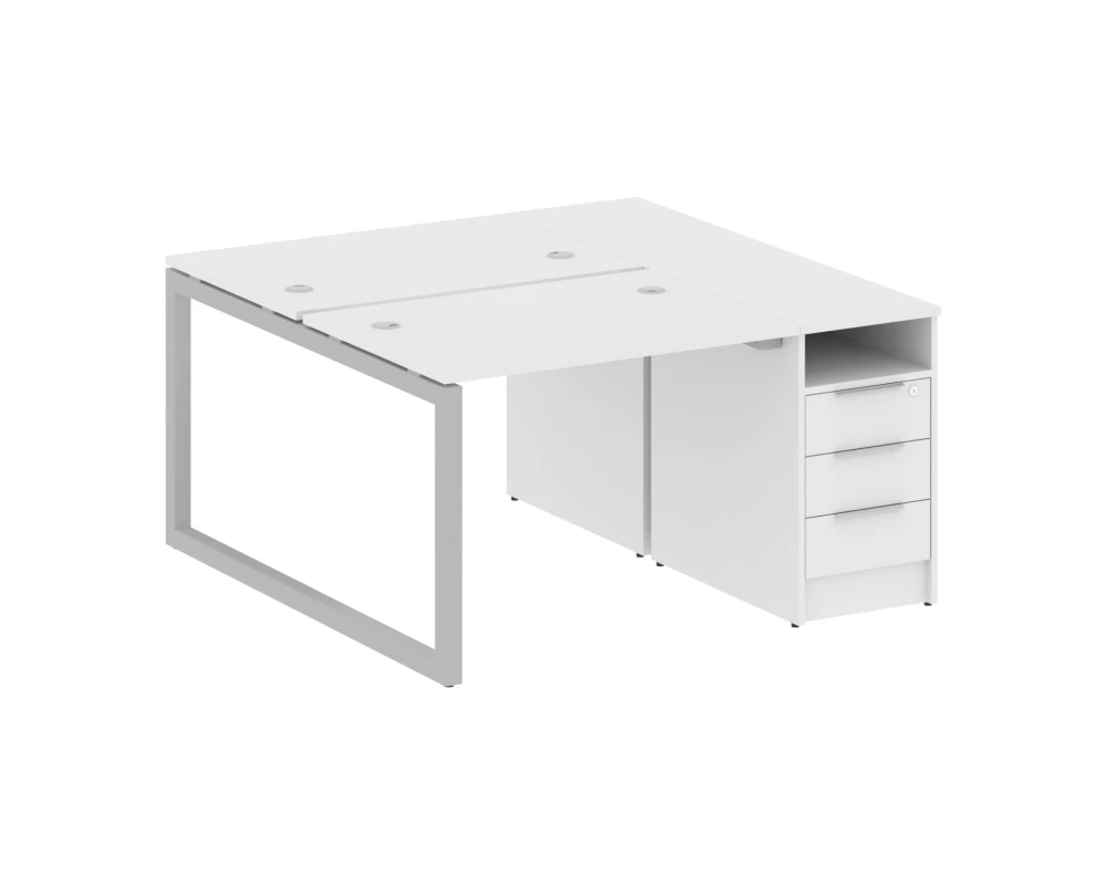 Рабочая станция с тумбой на О-образном м/к 1412x1475x750 Метал Систем Куатро 5x5 / Metal System Quattro 5x5