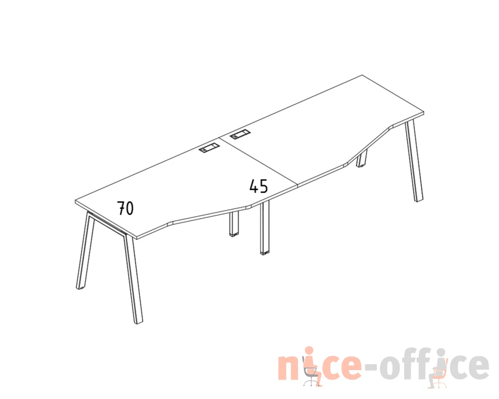 Рабочая станция (2х140) столы Техно на опорах TRE A4.PRO