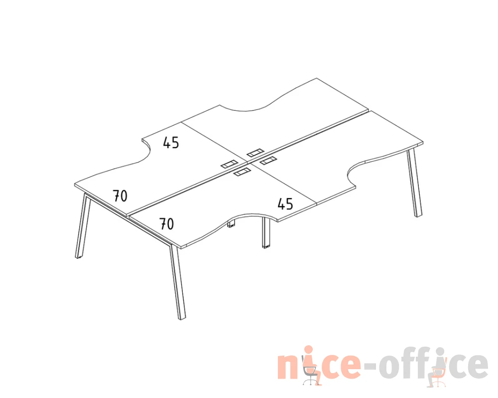 Рабочая станция столы Классика (4х160) опоры TRE A4.PRO