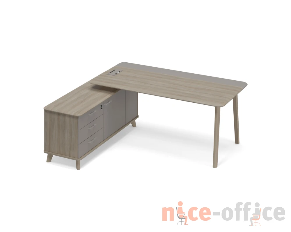 Стол комбинированный c тумбой левый (тип 1) WOOD Time Wood
