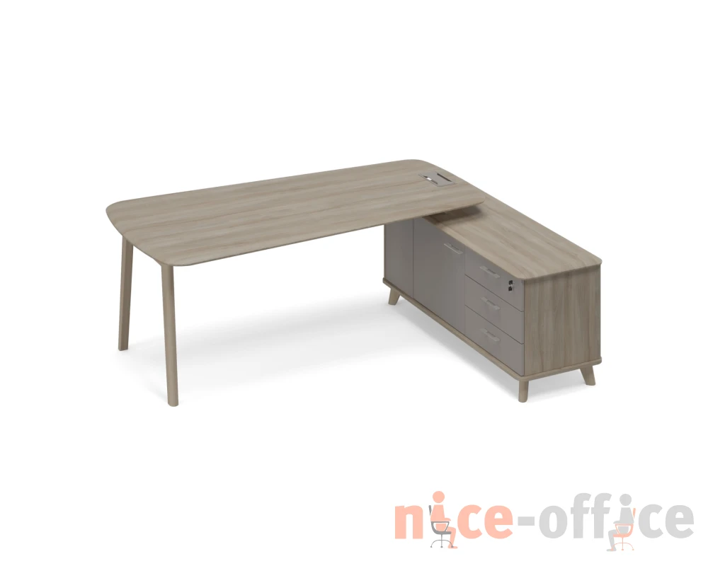 Стол на опорной тумбе правый (тип 3) WOOD Time Wood