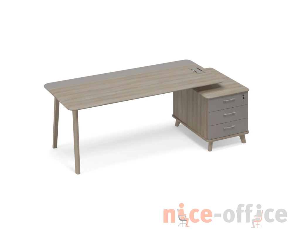 Стол правый комбинированный на тумбе малой (тип 1) WOOD Time Wood