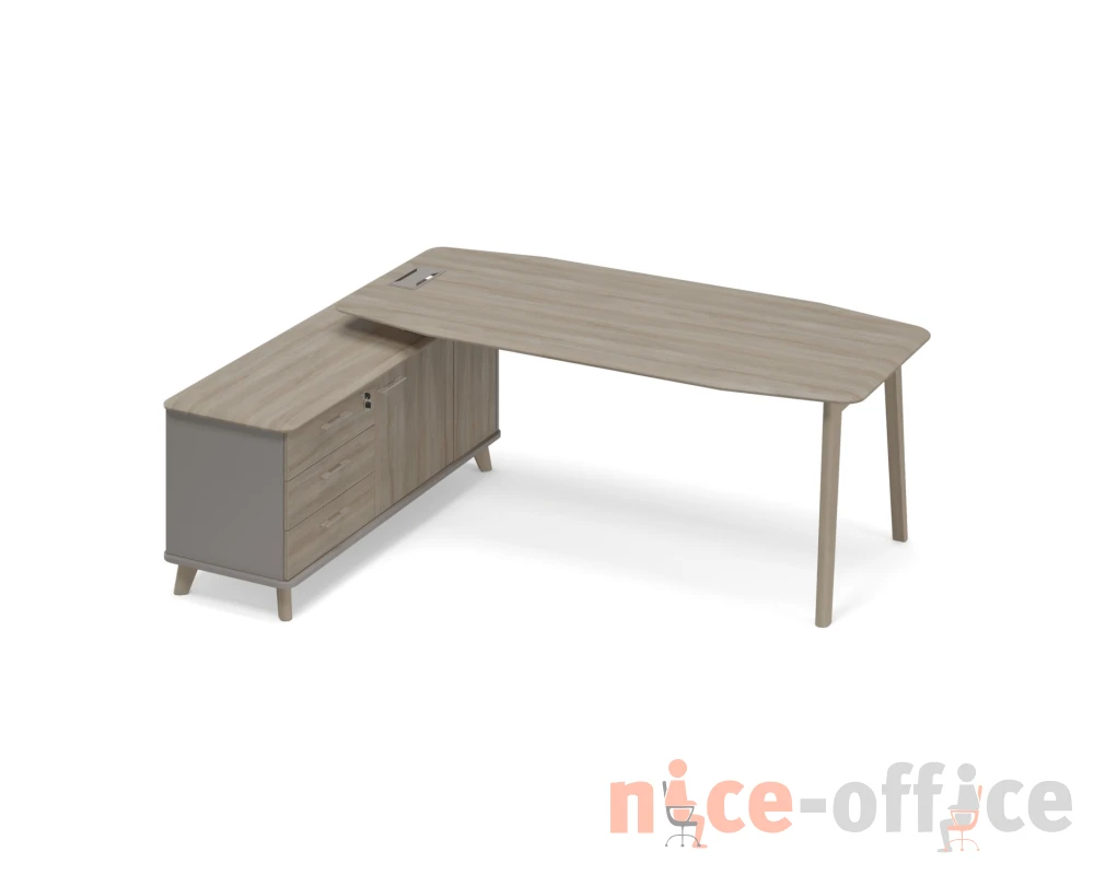 Стол руководителя левый на опорной тумбе (тип 2) WOOD Time Wood